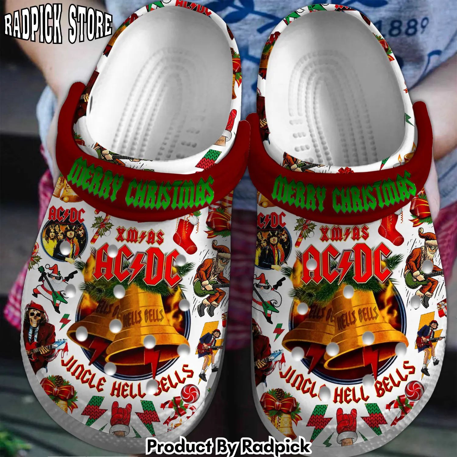 Radpick acdc music crocss crocband clogs shoes comfortable for men women and kids footwearelite exclusive rp6528343
